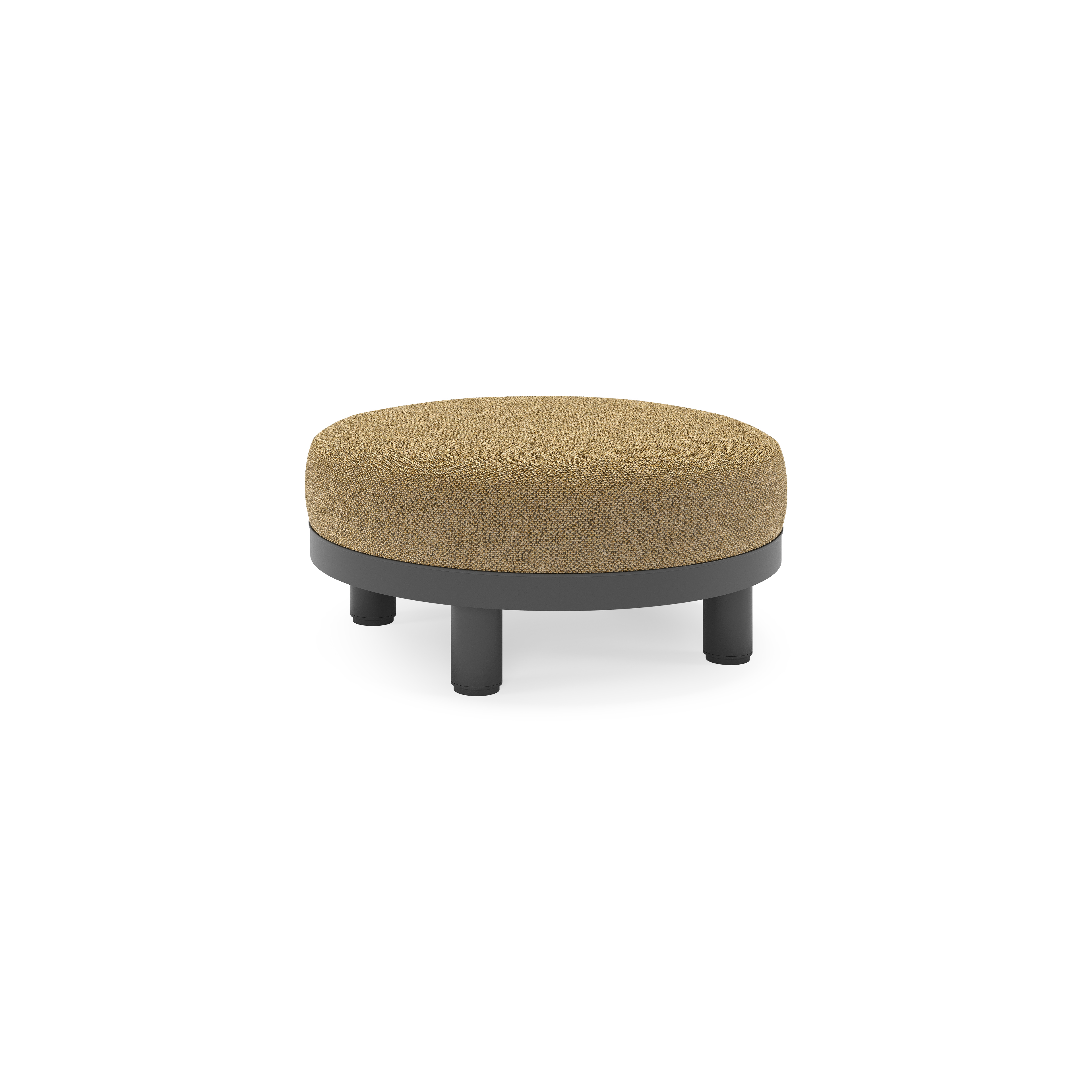 Donato lounge poef in zwart aluminium met All Weather Cosytica Madagascar Walnut kussen