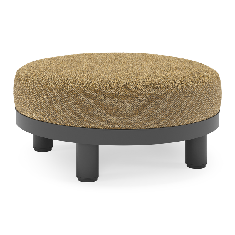 Donato lounge poef in zwart aluminium met All Weather Cosytica Madagascar Walnut kussen