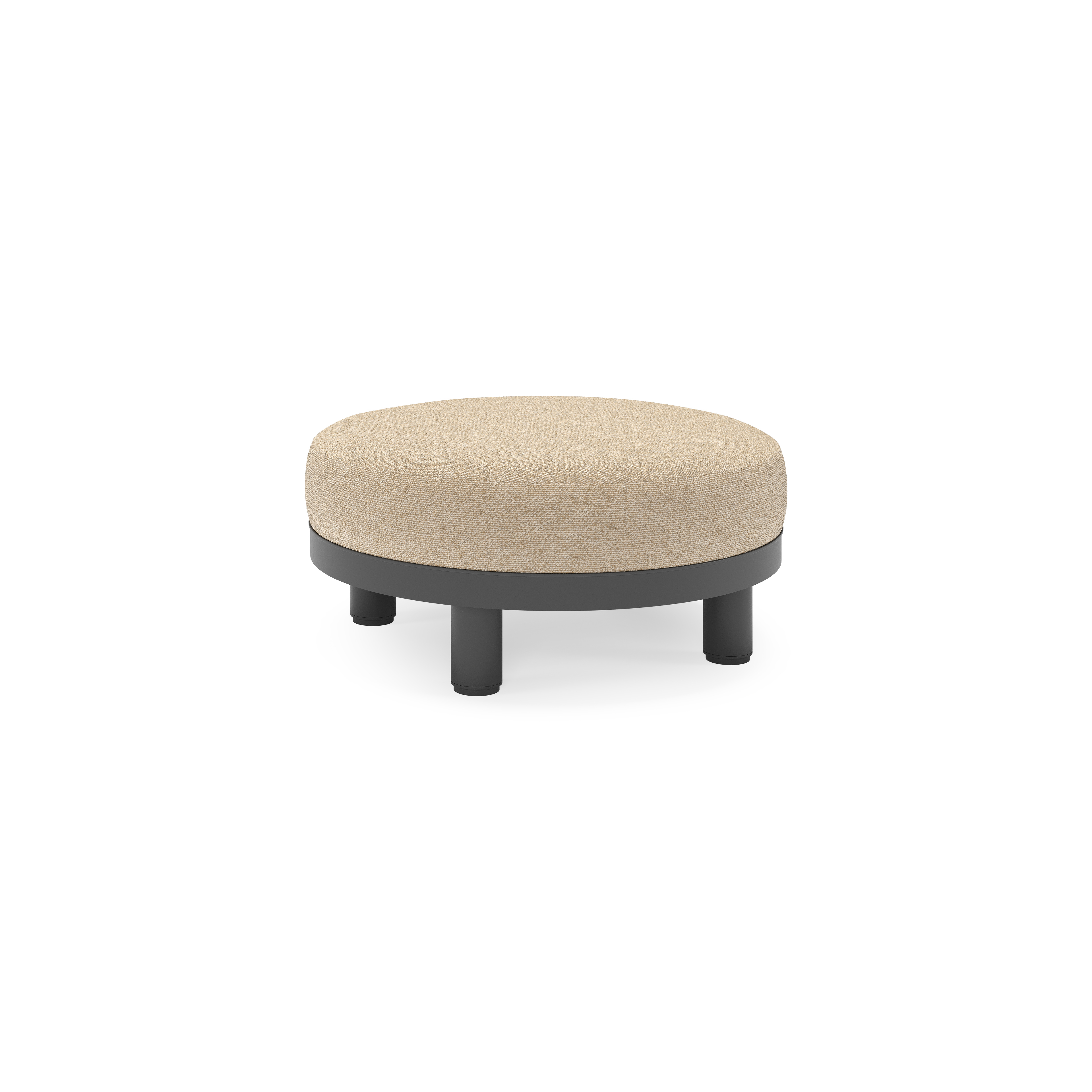 Donato lounge poef in zwart aluminium met All Weather Cosytica Madagascar Oak kussen
