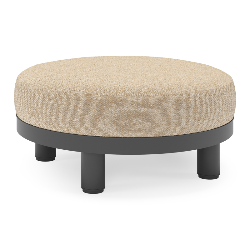 Donato lounge poef in zwart aluminium met All Weather Cosytica Madagascar Oak kussen
