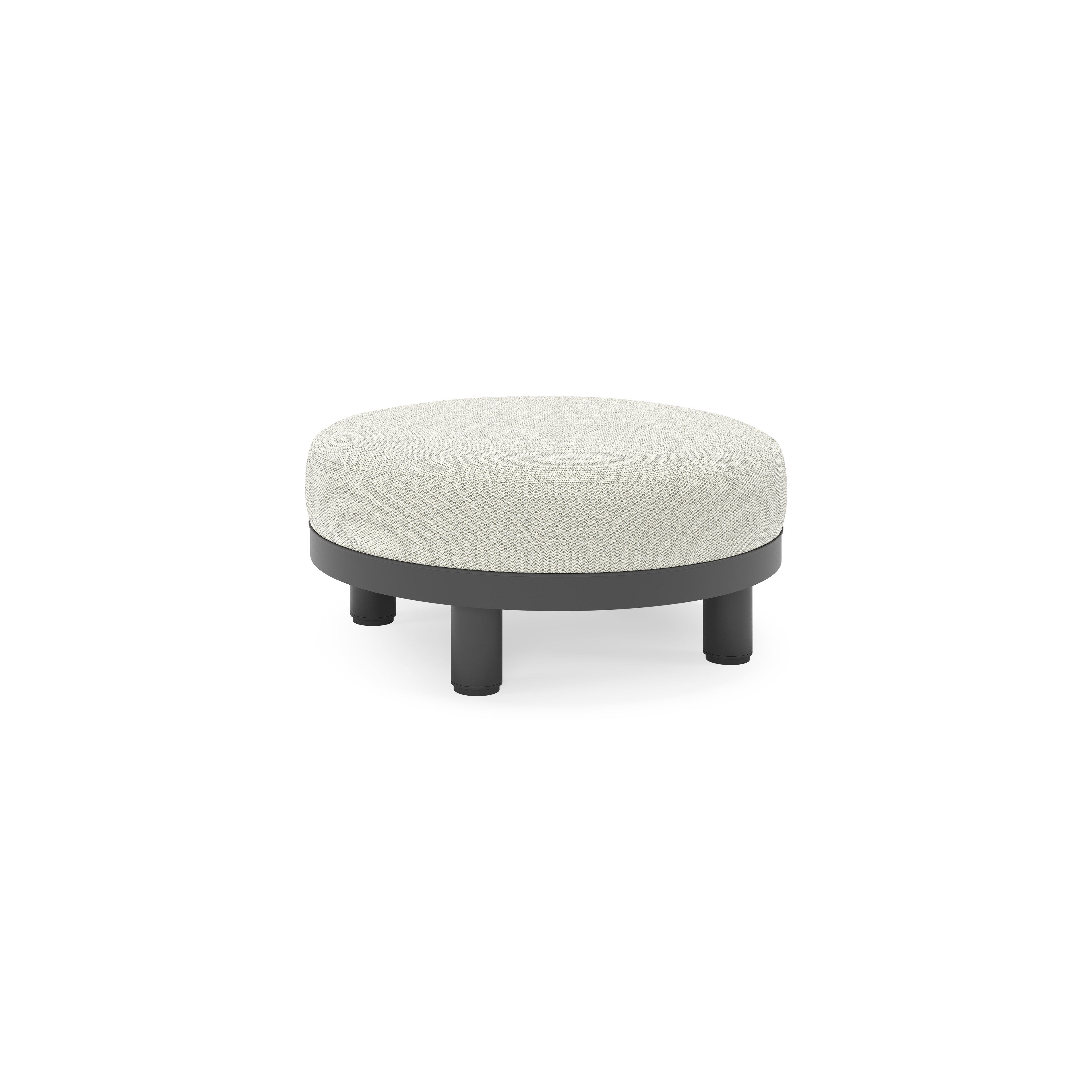 Salon de jardin pouf Donato en aluminium noir et coussins en all Weather Sunbrella® Luxe Lopi Bud