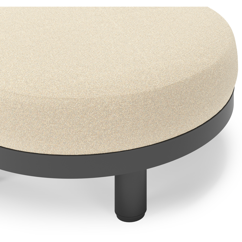 Salon de jardin pouf Donato en aluminium noir et coussins en all Weather Solica Soul Papyrus