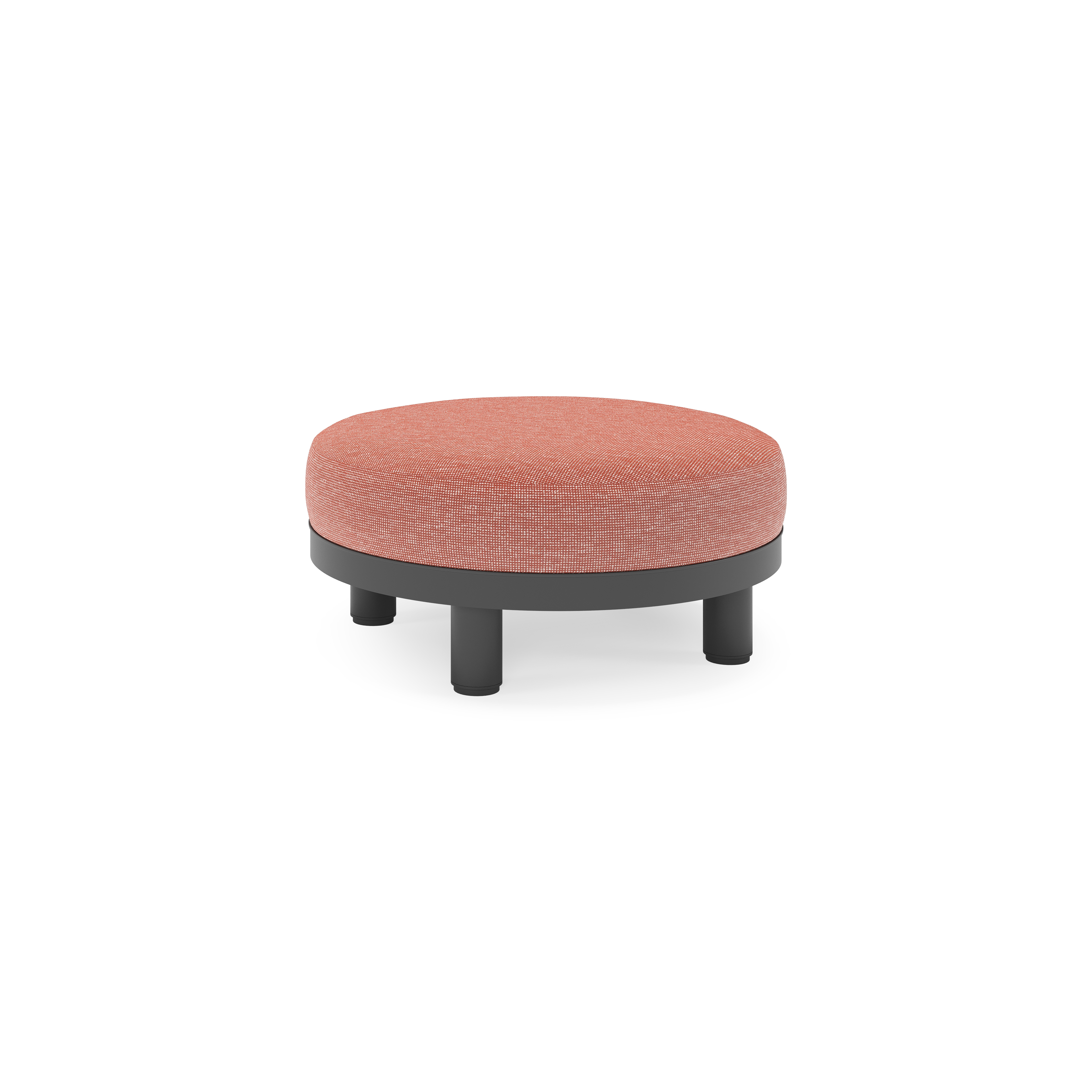 Salon de jardin pouf Donato en aluminium noir et coussins en all Weather Sunbrella® Luxe Slow Alezan