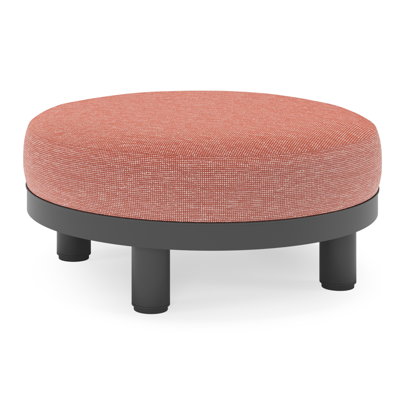 Salon de jardin pouf Donato en aluminium noir et coussins en all Weather Sunbrella® Luxe Slow Alezan