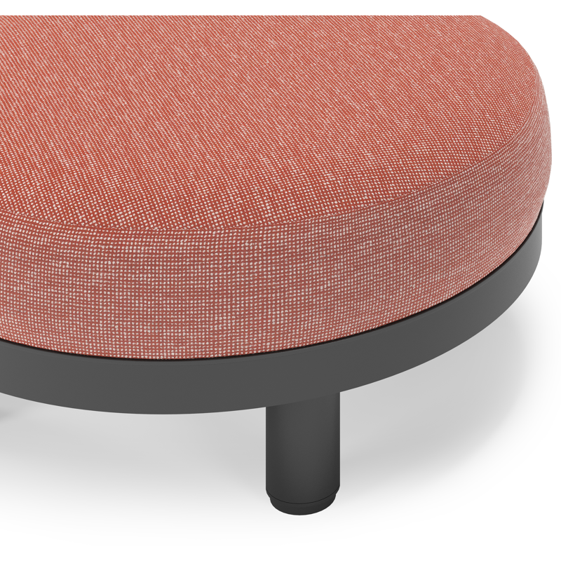 Salon de jardin pouf Donato en aluminium noir et coussins en all Weather Sunbrella® Luxe Slow Alezan
