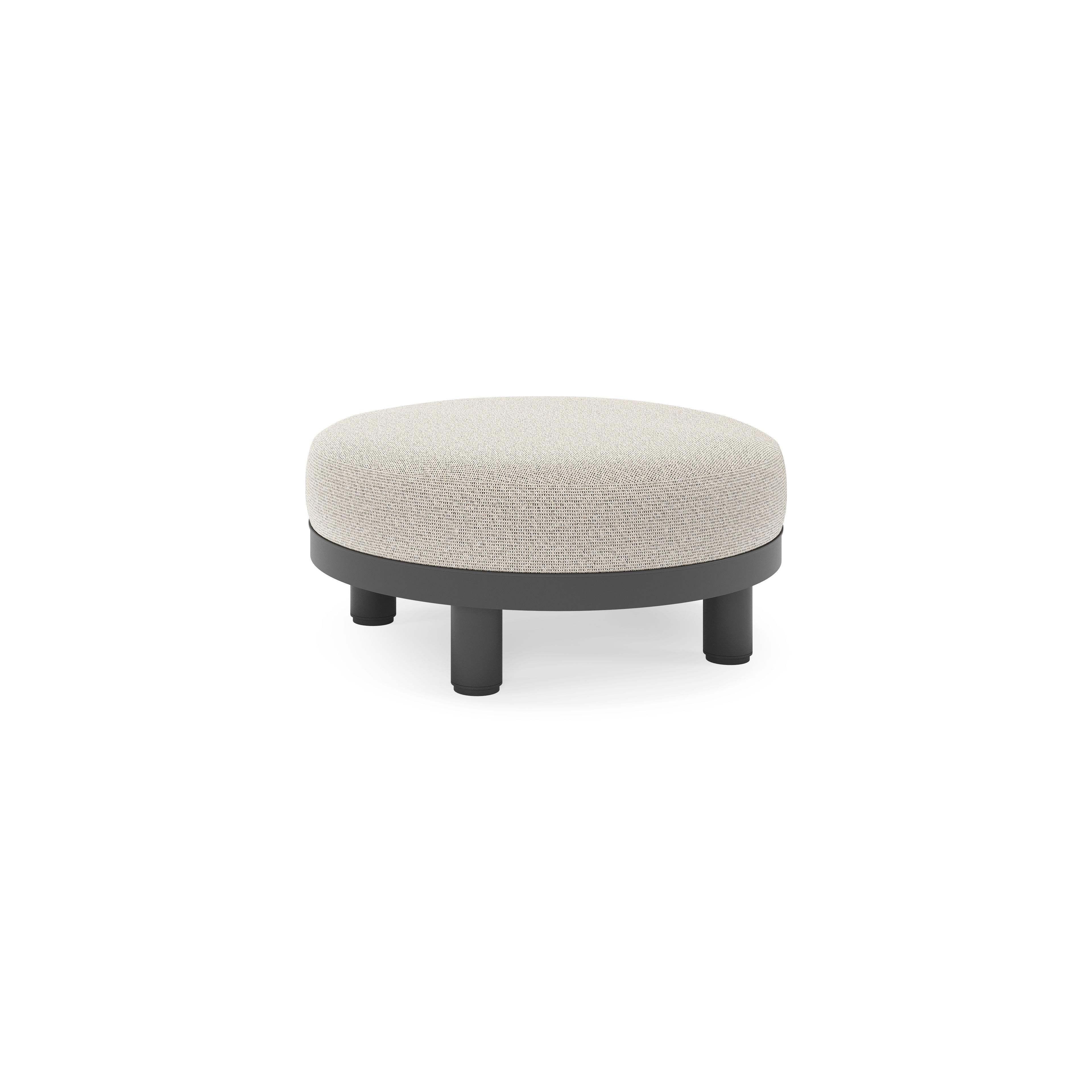 Salon de jardin pouf Donato en aluminium noir et coussins en all Weather Solica Firenze Sand