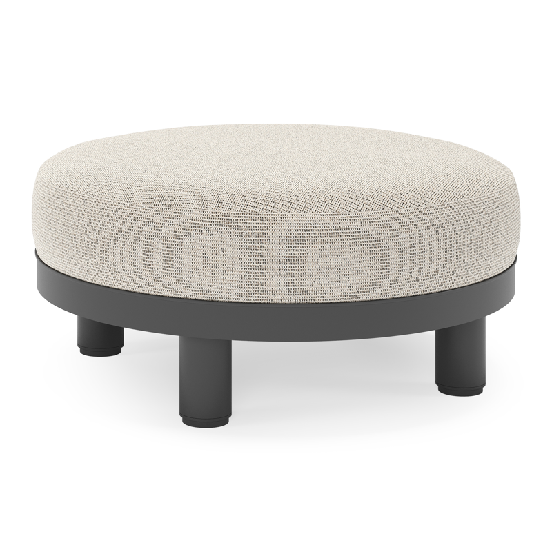Donato lounge poef in zwart aluminium met All Weather Solica Firenze Sand kussen