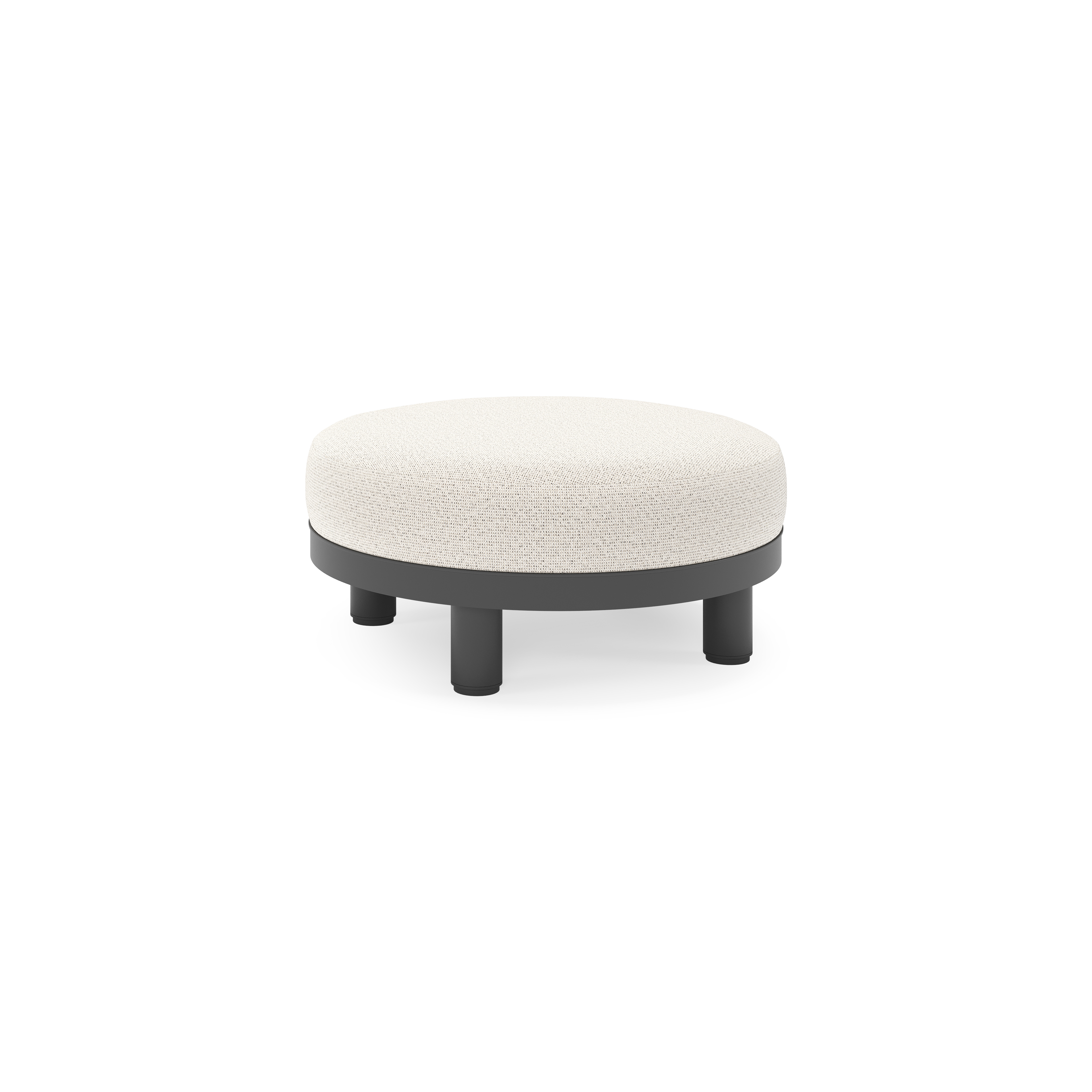 Donato lounge poef in zwart aluminium met All Weather Solica Firenze Natural kussen