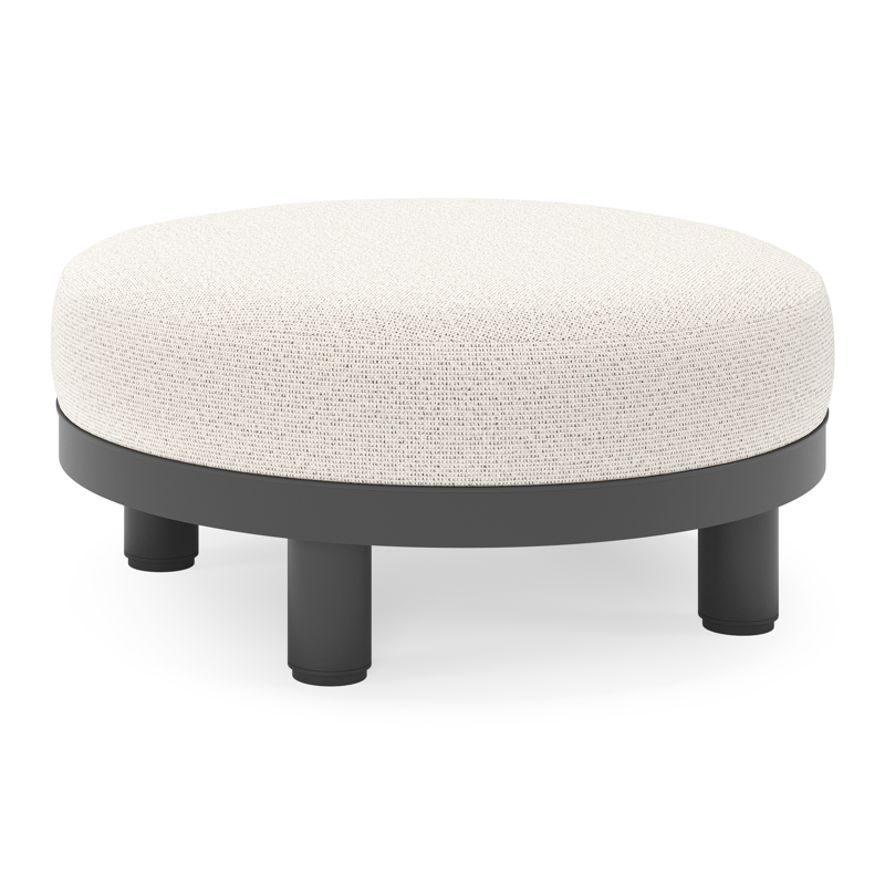 Donato lounge poef in zwart aluminium met All Weather Solica Firenze Natural kussen
