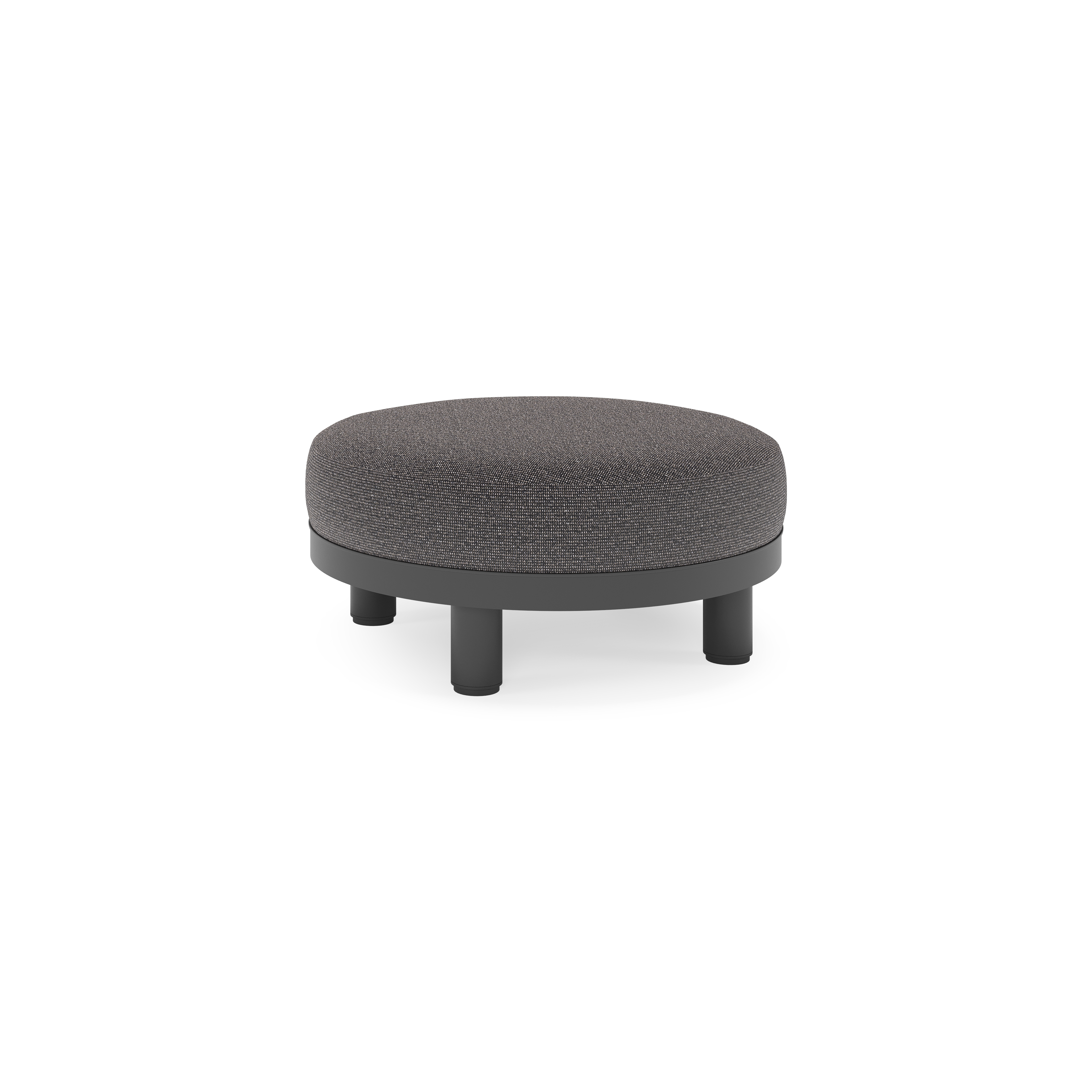 Salon de jardin pouf Donato en aluminium noir et coussins en all Weather Solica Firenze Tunder