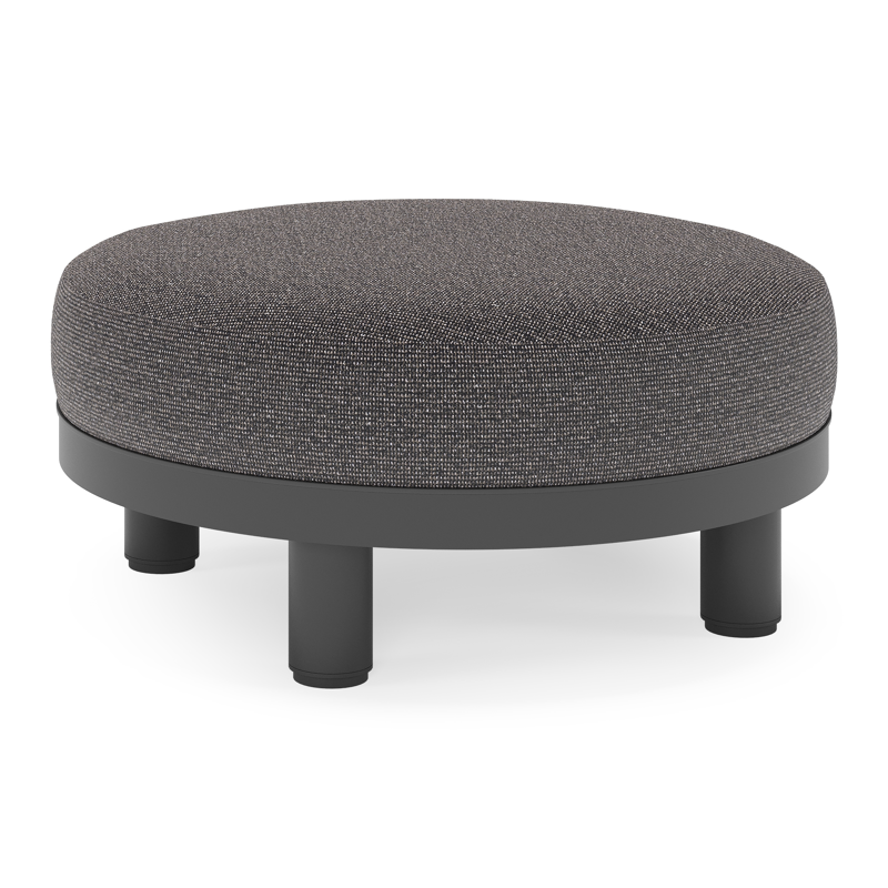 Donato lounge poef in zwart aluminium met All Weather Solica Firenze Tunder kussen
