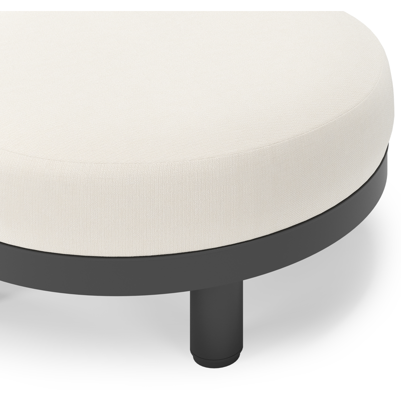 Donato lounge poef in zwart aluminium met All Weather Sunbrella® Luxe Savane White kussen