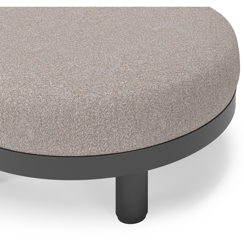 Salon de jardin pouf Donato en aluminium noir et coussins en all Weather Sunbrella® Luxe Tundra Charcoal
