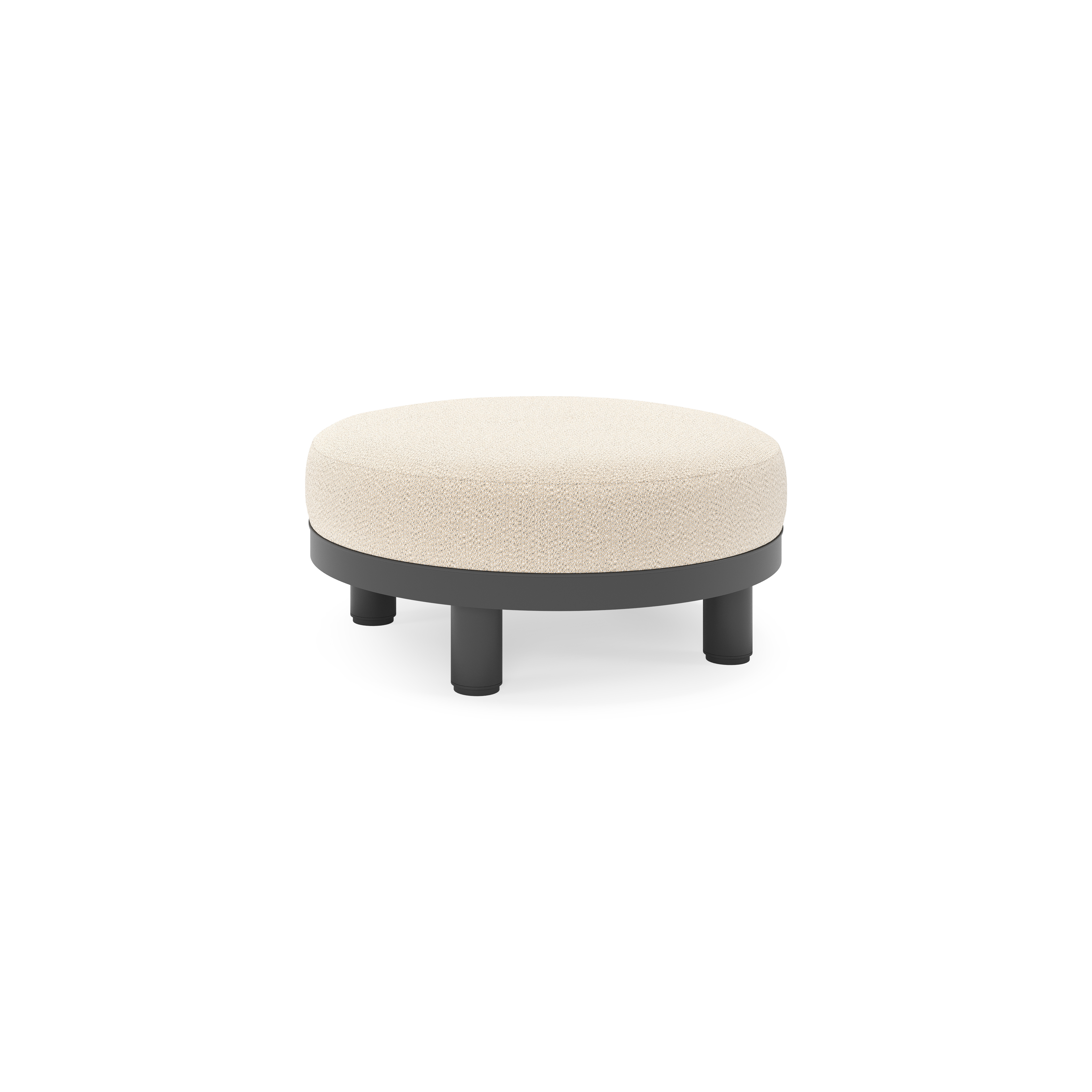 Donato lounge poef in zwart aluminium met All Weather Sunbrella® Luxe Lopi Sand kussen