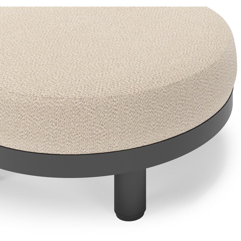 Salon de jardin pouf Donato en aluminium noir et coussins en all Weather Sunbrella® Luxe Lopi Sand