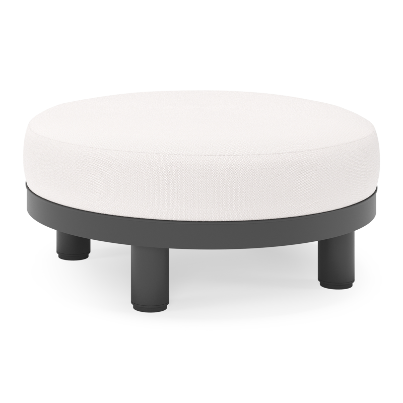 Donato lounge poef in zwart aluminium met All Weather Sunbrella® Luxe Savane Whisper kussen