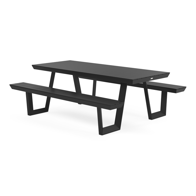 Altura picknicktafel in zwart aluminium - L 220 x B 174 x H 74 cm