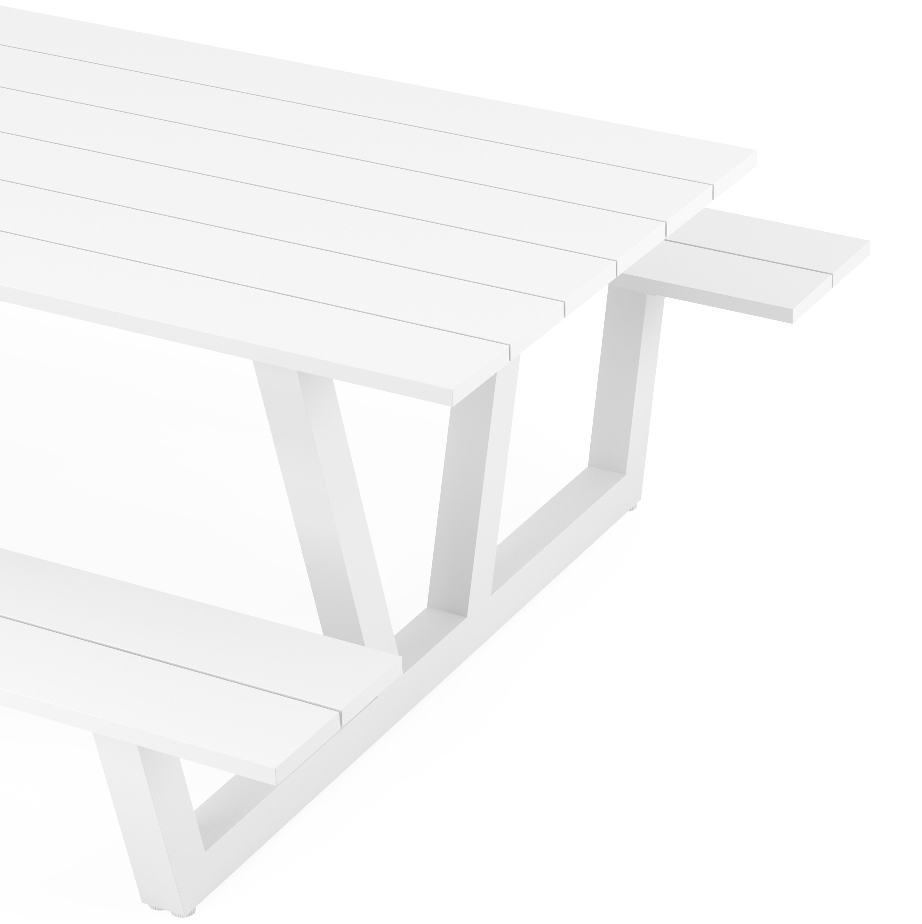 Table de pique-nique Felino en aluminium blanc - Lg. 220 x Lrg. 176 x Haut. 76 cm