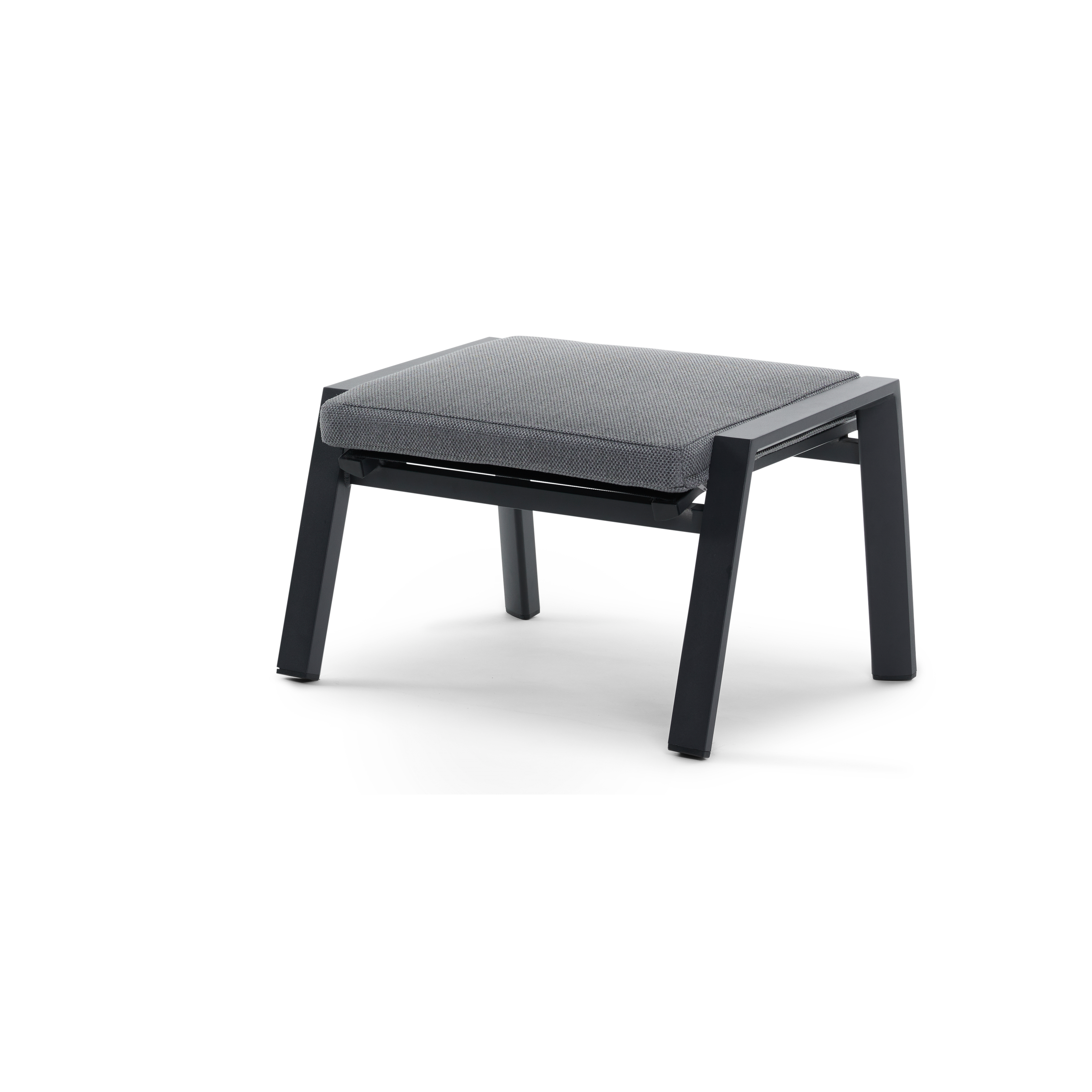 Pouf Prato en aluminium noir en avec coussin en weather+ softtouch gris