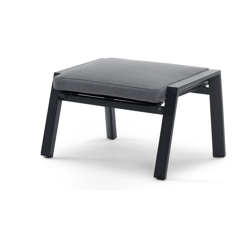 Prato lounge poef in zwart aluminium en met grijs weather+ softtouch kussen