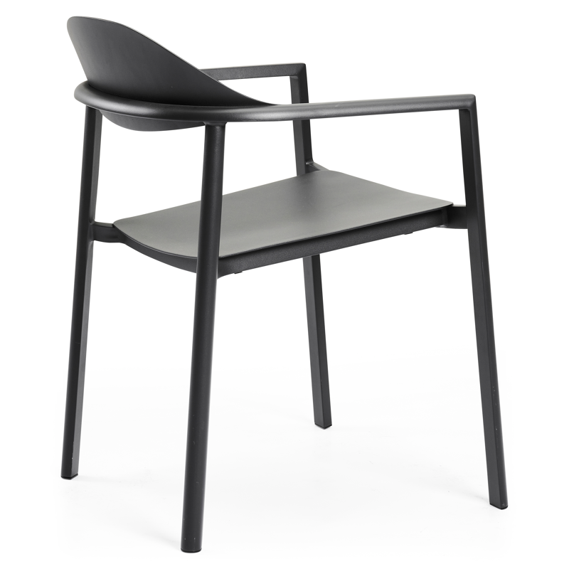 Chaise de jardin empilable Fano (Piemonte) en aluminium noir