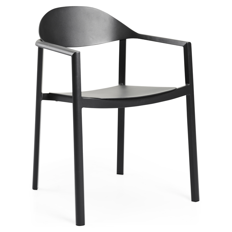 Fano (Piemonte) stapelbare tuinstoel in zwart aluminium