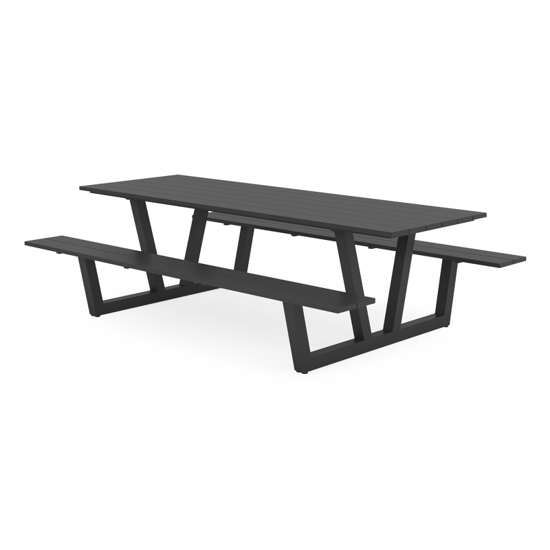 Felino picknicktafel in zwart aluminium - L 260 x B 176 x H 76 cm