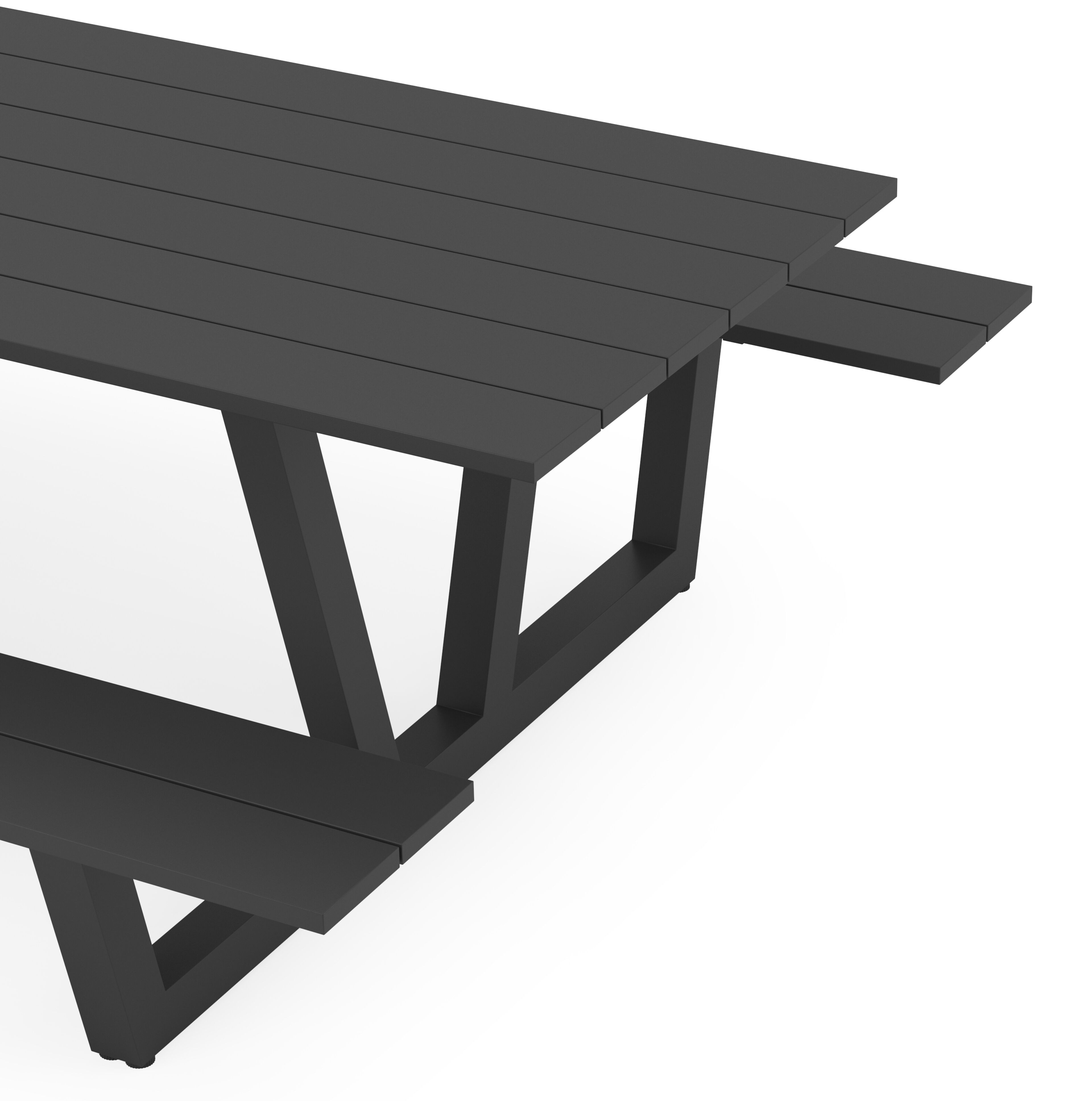 Table de pique-nique Felino en aluminium noir - Lg. 260 x Lrg. 176 x Haut. 76 cm