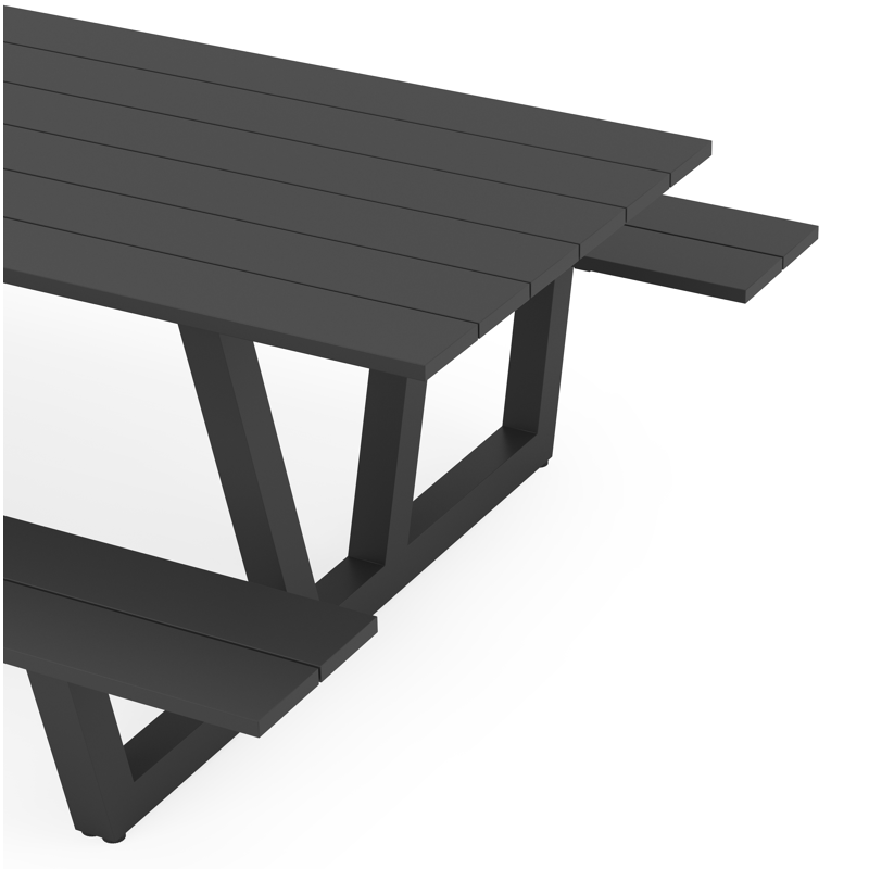 Felino picknicktafel in zwart aluminium - L 260 x B 176 x H 76 cm