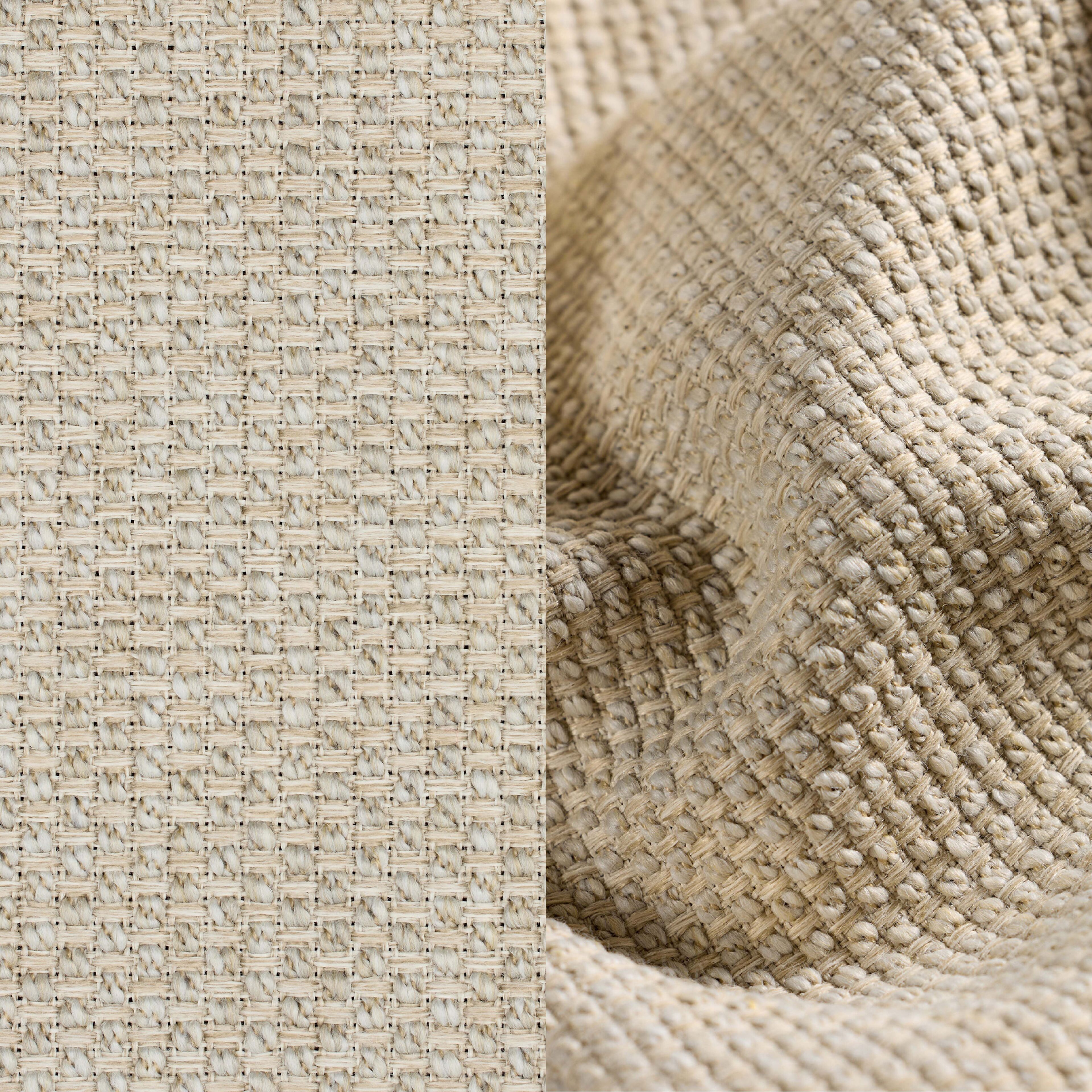 Donato lounge poef in beige aluminium met all weather cosytica Althea Chalk kussen