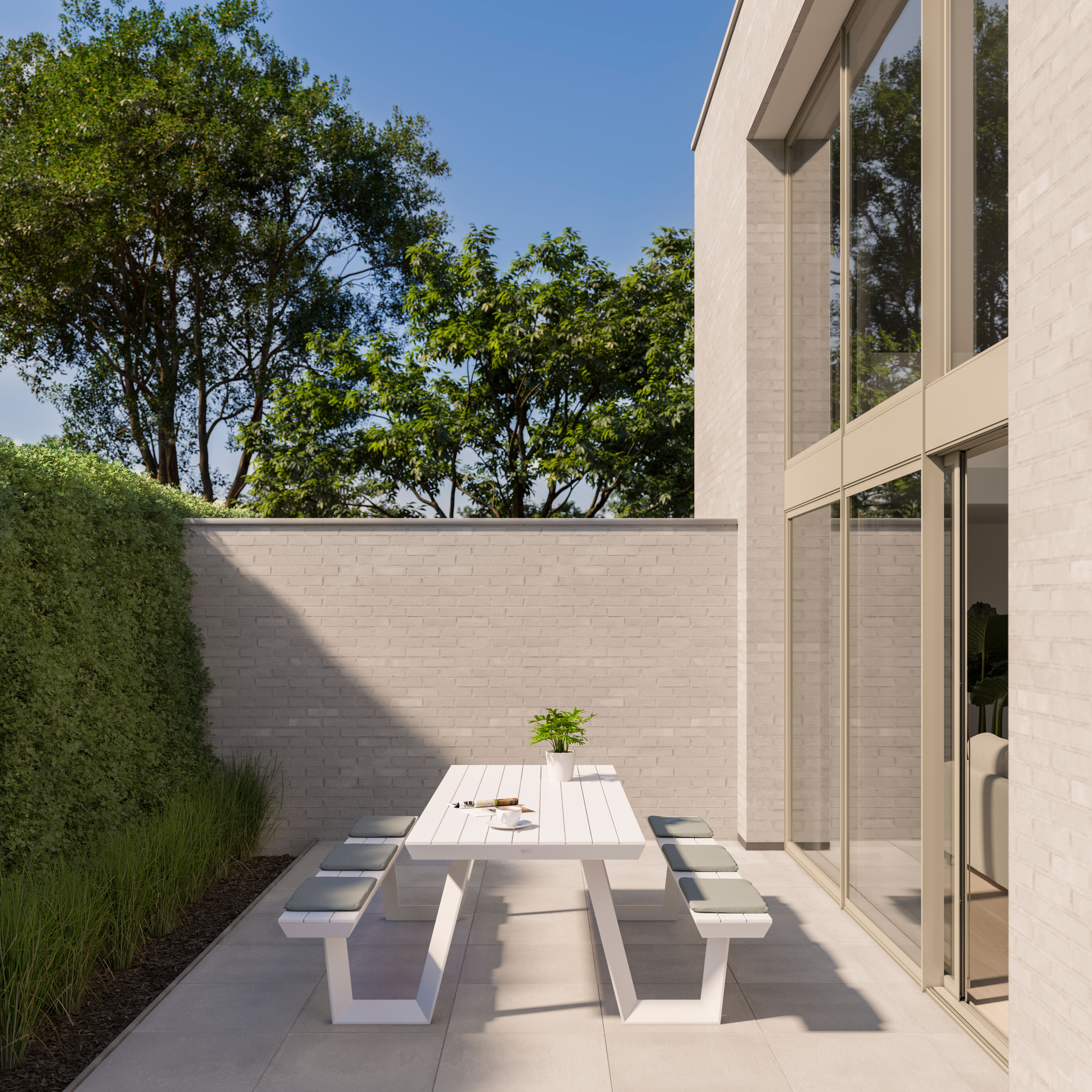 Altura picknicktafel in wit aluminium - L 220 x B 174 x H 74 cm