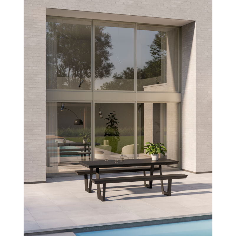 Altura picknicktafel in zwart aluminium - L 220 x B 174 x H 74 cm