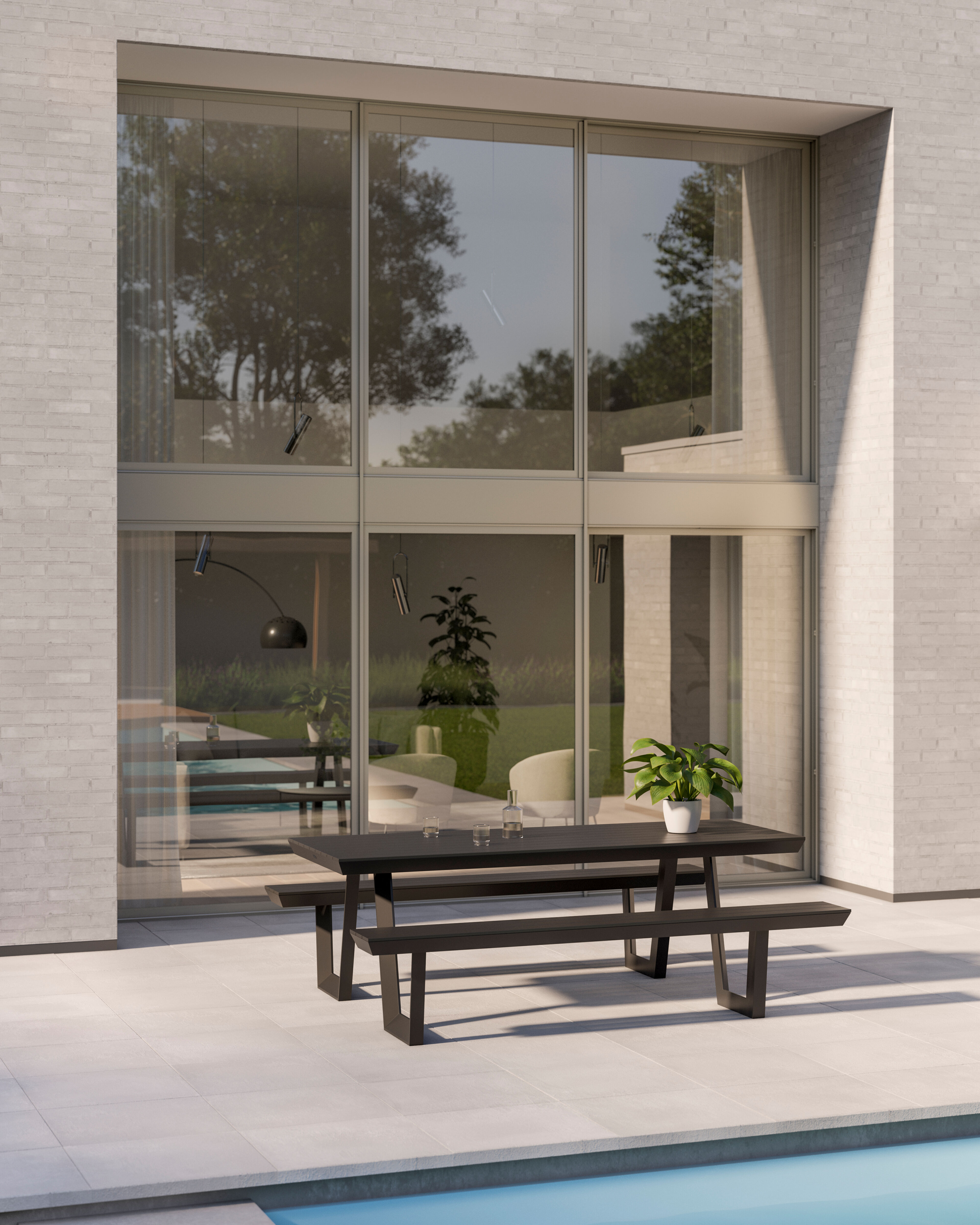 Altura picknicktafel in zwart aluminium - L 220 x B 174 x H 74 cm