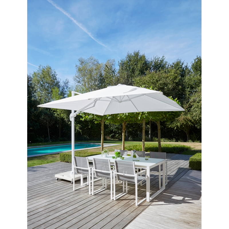 Pied de parasol Lapido en béton blanc de 120 kg