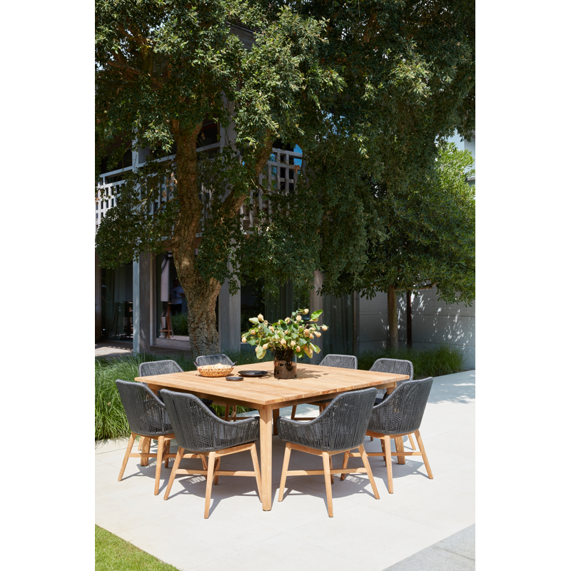 Chaise de jardin Borgo in teck et résine tressée noir