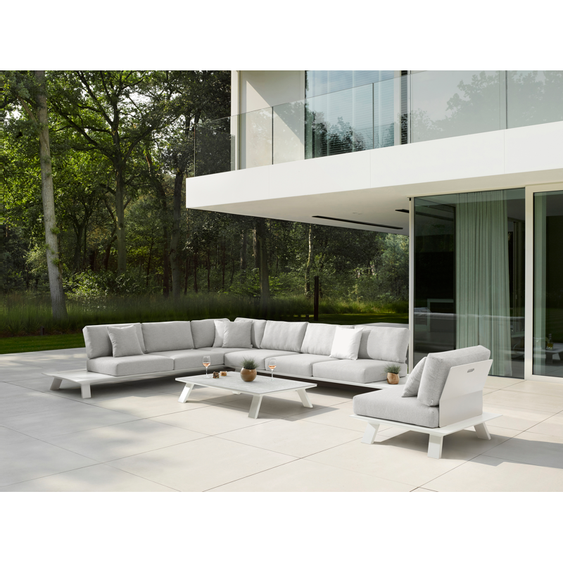 Cesano loungehoek in zwart aluminium met lopi marble all weather Sunbrella® luxe kussen