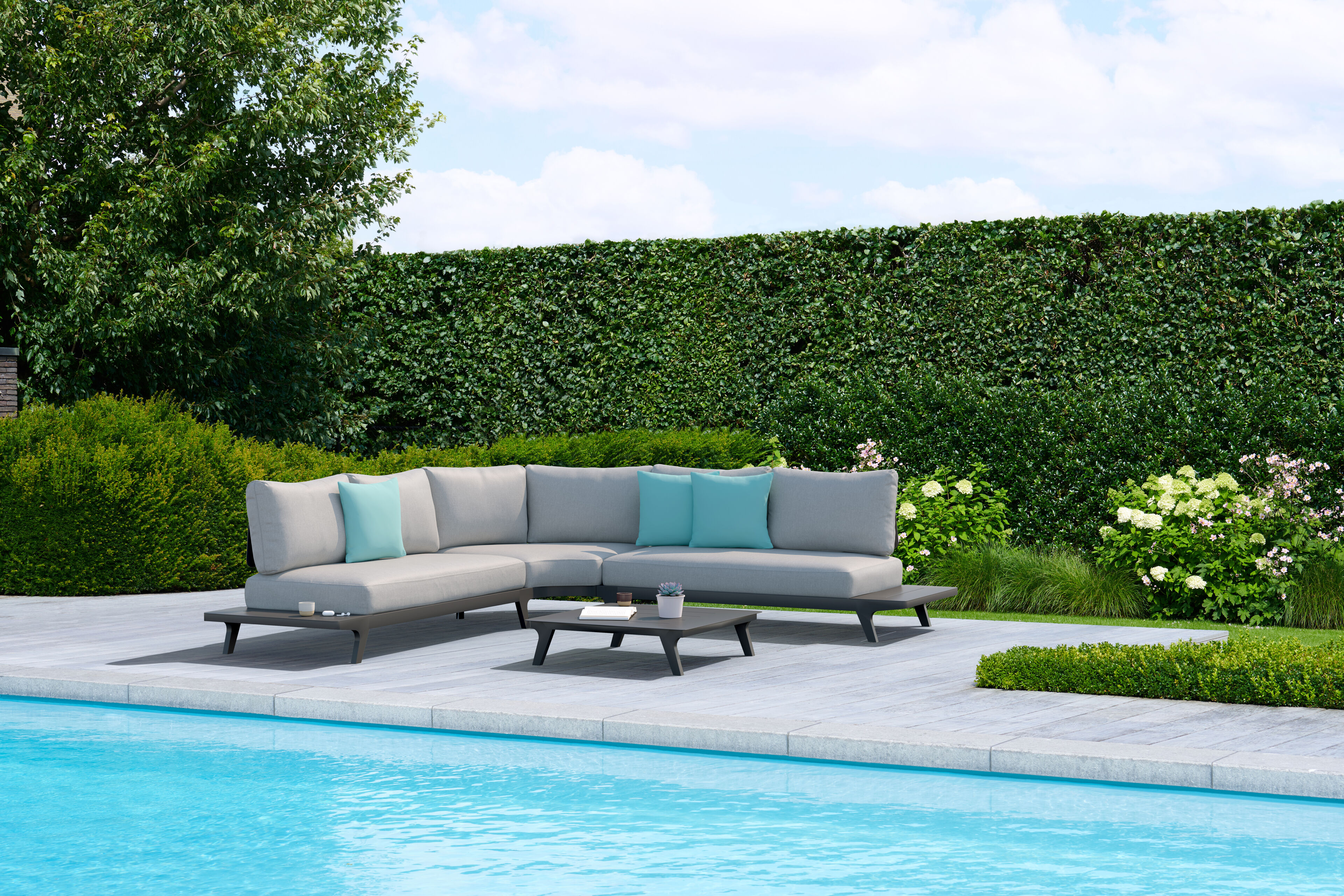 Bolzano loungetafel in zwart aluminium - L 83,5 x B 83,5 x H 20 cm