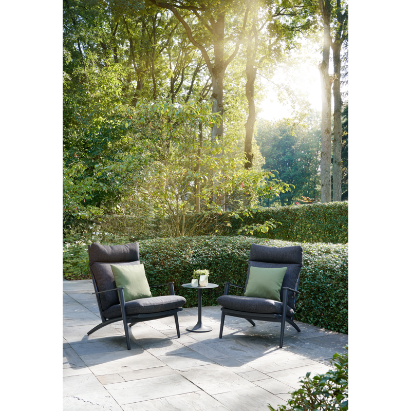 Table d'appoint Litta en aluminium noir - Diam. 43 x Haut. 50 cm