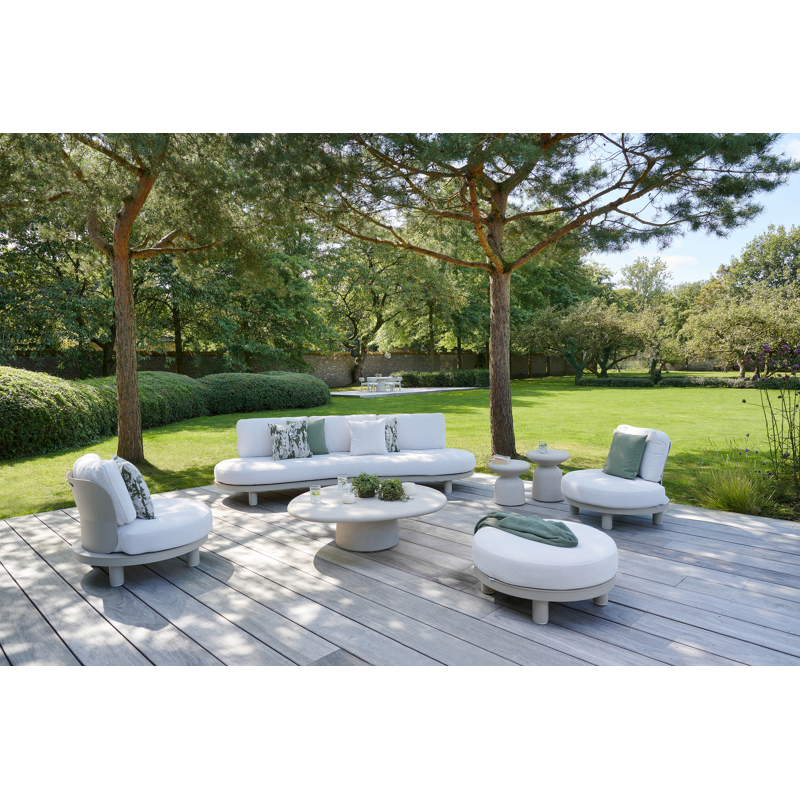 Canapé de jardin Donato en aluminium beige et coussins en all weather sunbrella® luxe Lopi Sand
