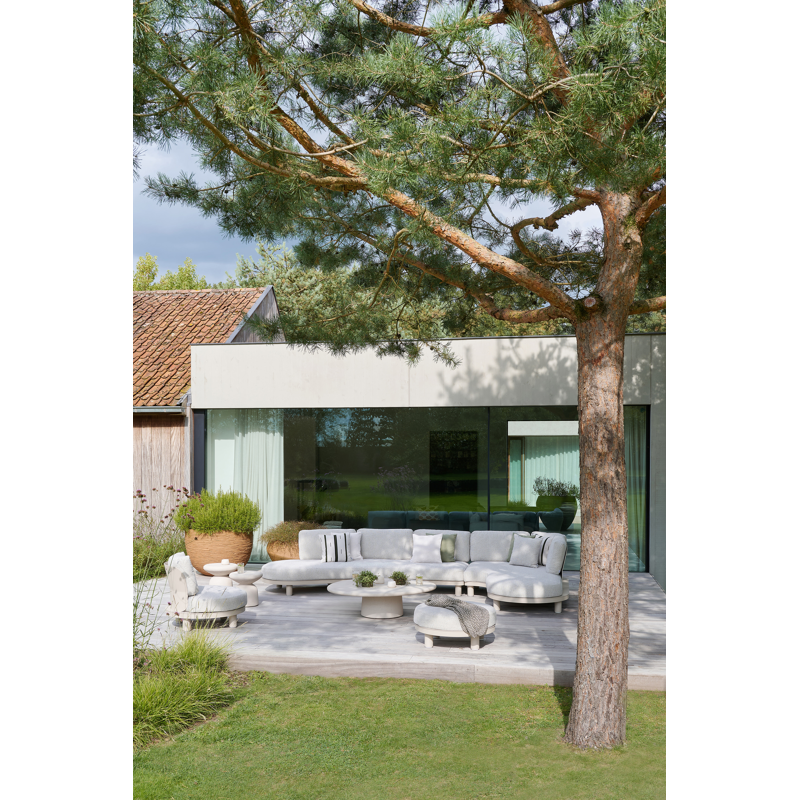 Salon de jardin d'angle Donato en aluminium beige et coussins en all weather cosytica Althea Chalk