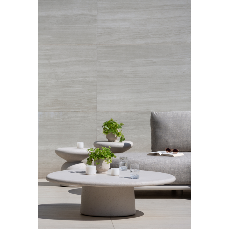 Globo loungetafel in beige beton - L120 X B112 X H 34cm - L 120 x B 112 x H 34 cm