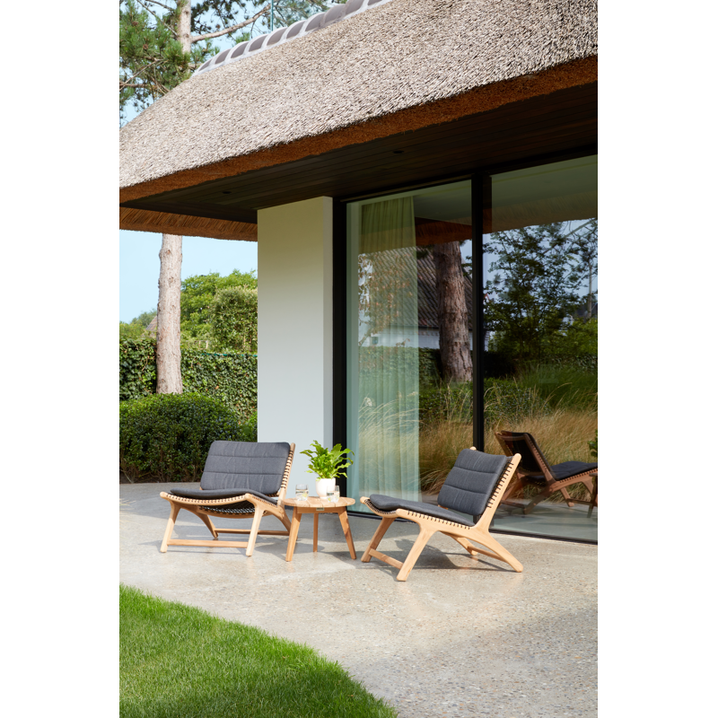 Fauteuil de jardin Cosito 1-pl en teck et résine tressée noir