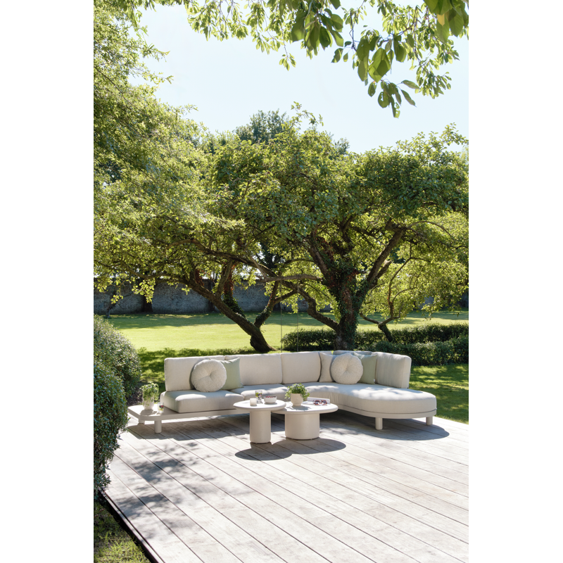 Salon de jardin d'angle Donato en aluminium beige et coussins en all weather sunbrella® luxe slow farafra