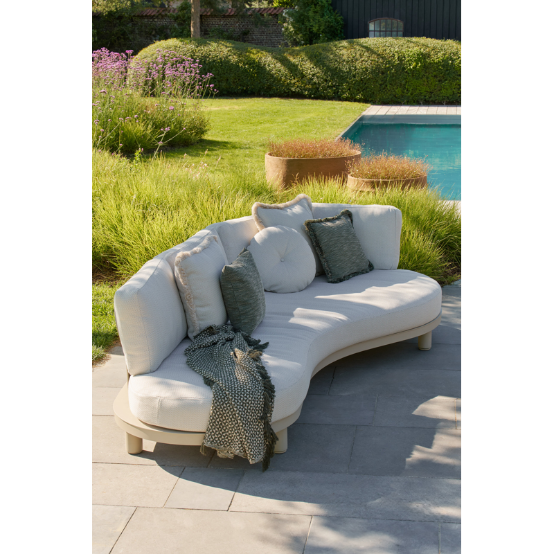 Donato loungebank in beige aluminium met natte heather beige all weather sunbrella® luxe kussen