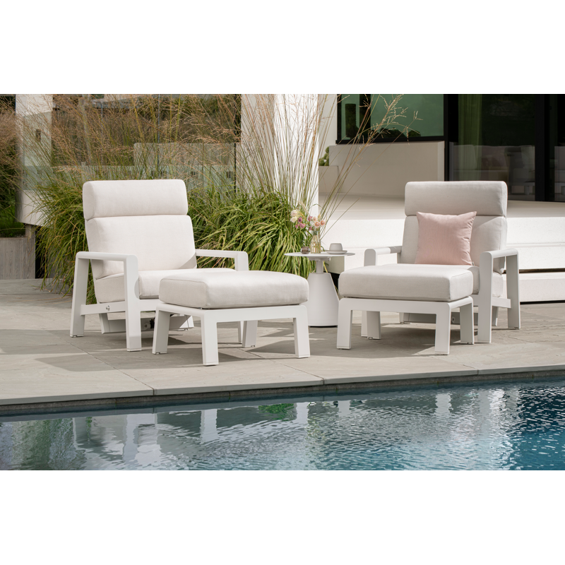 Table d'appoint Lucca en aluminium blanc - Diam. 50 x Haut. 50 cm