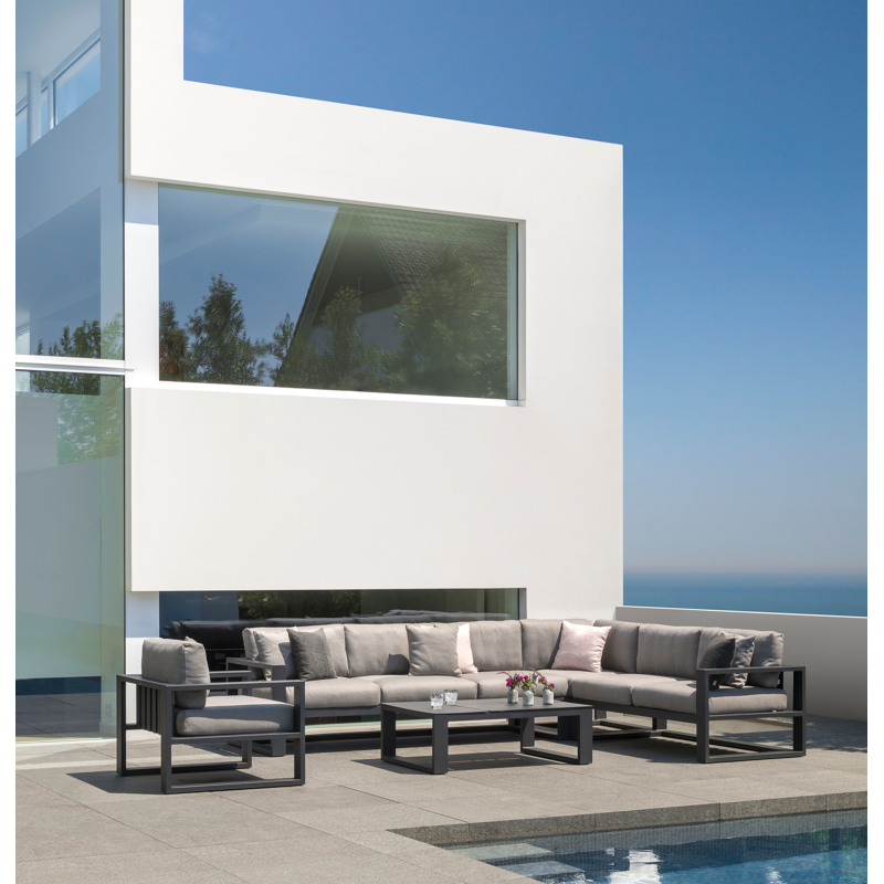 Verato loungetafel in zwart aluminium - L 120 x B 80 x H 40 cm