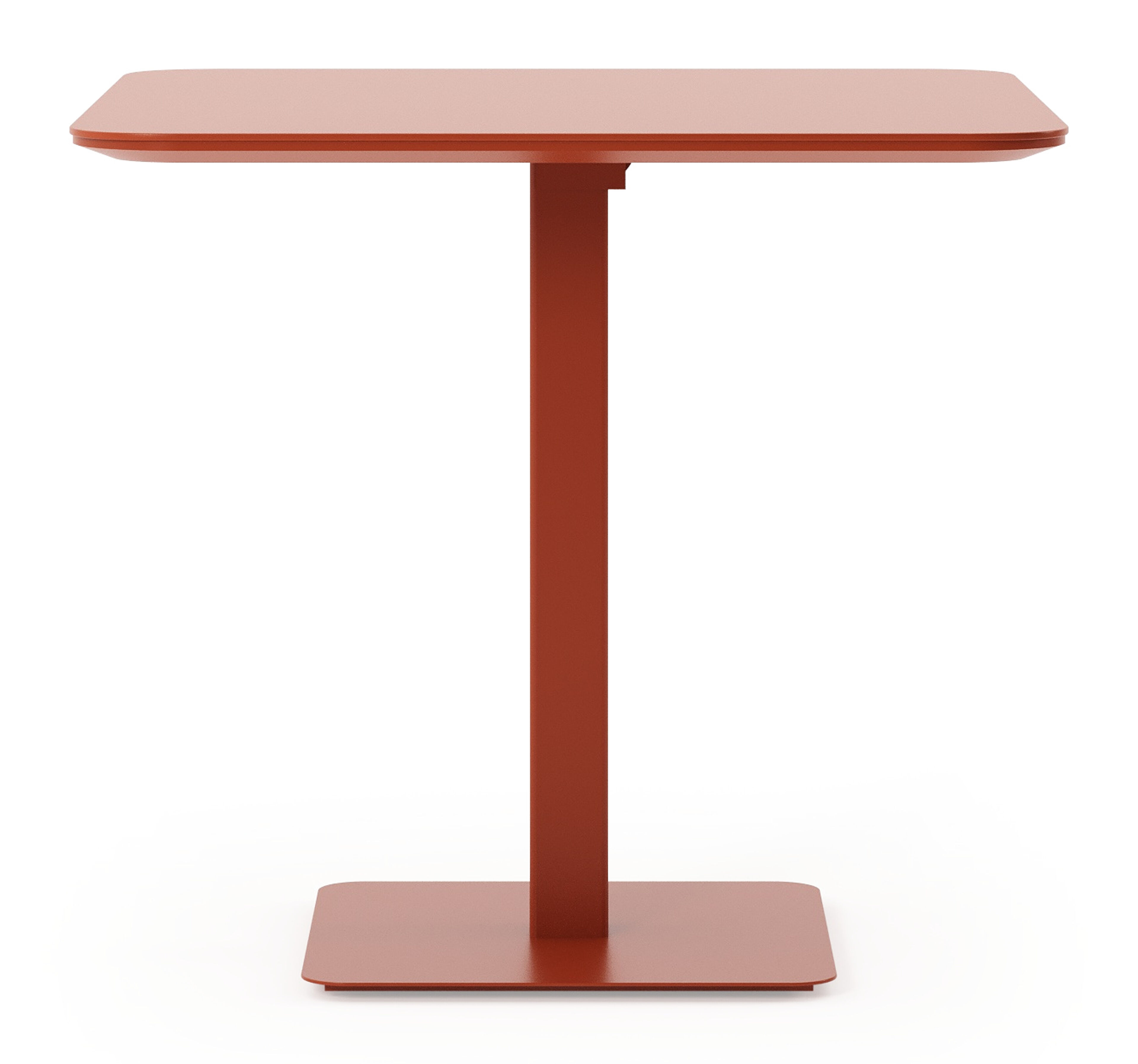 Table de jardin Fano inclinable en aluminium brun rouille - Lg. 80 x Lrg. 80 x Haut. 73 cm