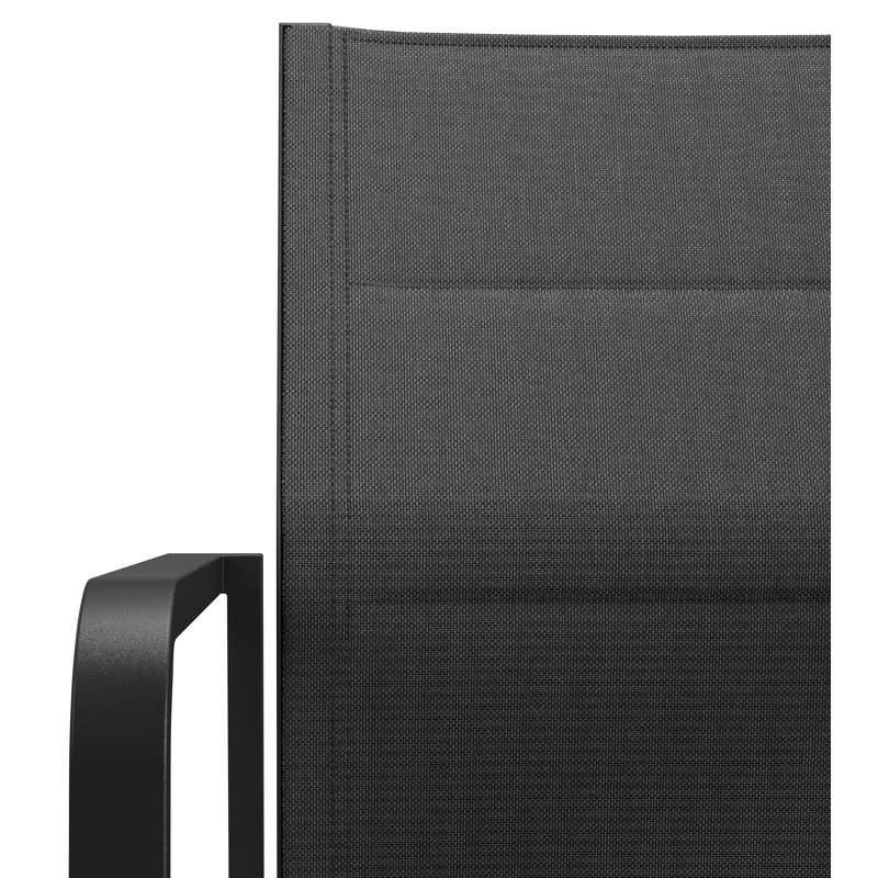 Como stapelbare tuinstoel in zwart aluminium en zwart comfort textilene