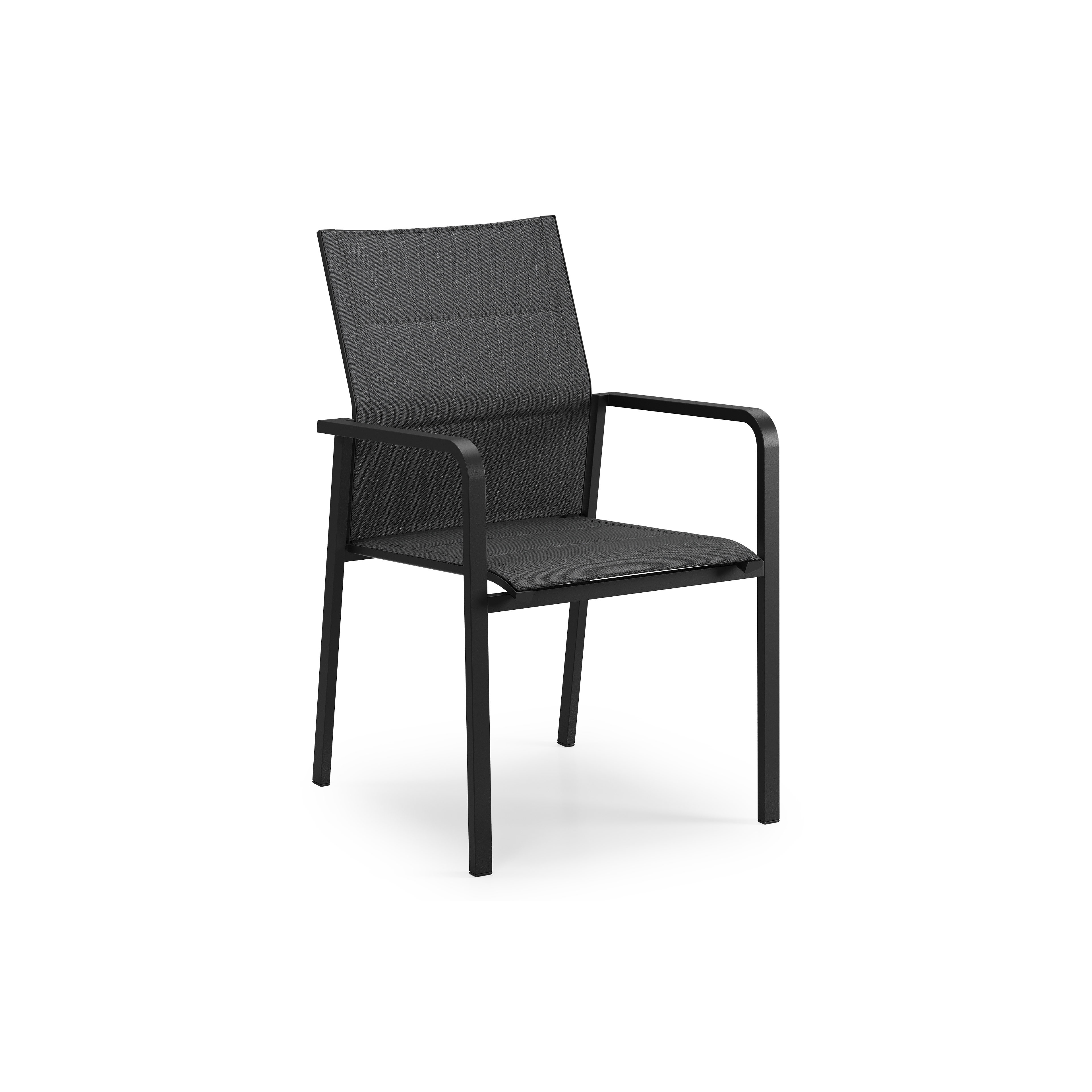 Como stapelbare tuinstoel in zwart aluminium en zwart comfort textilene