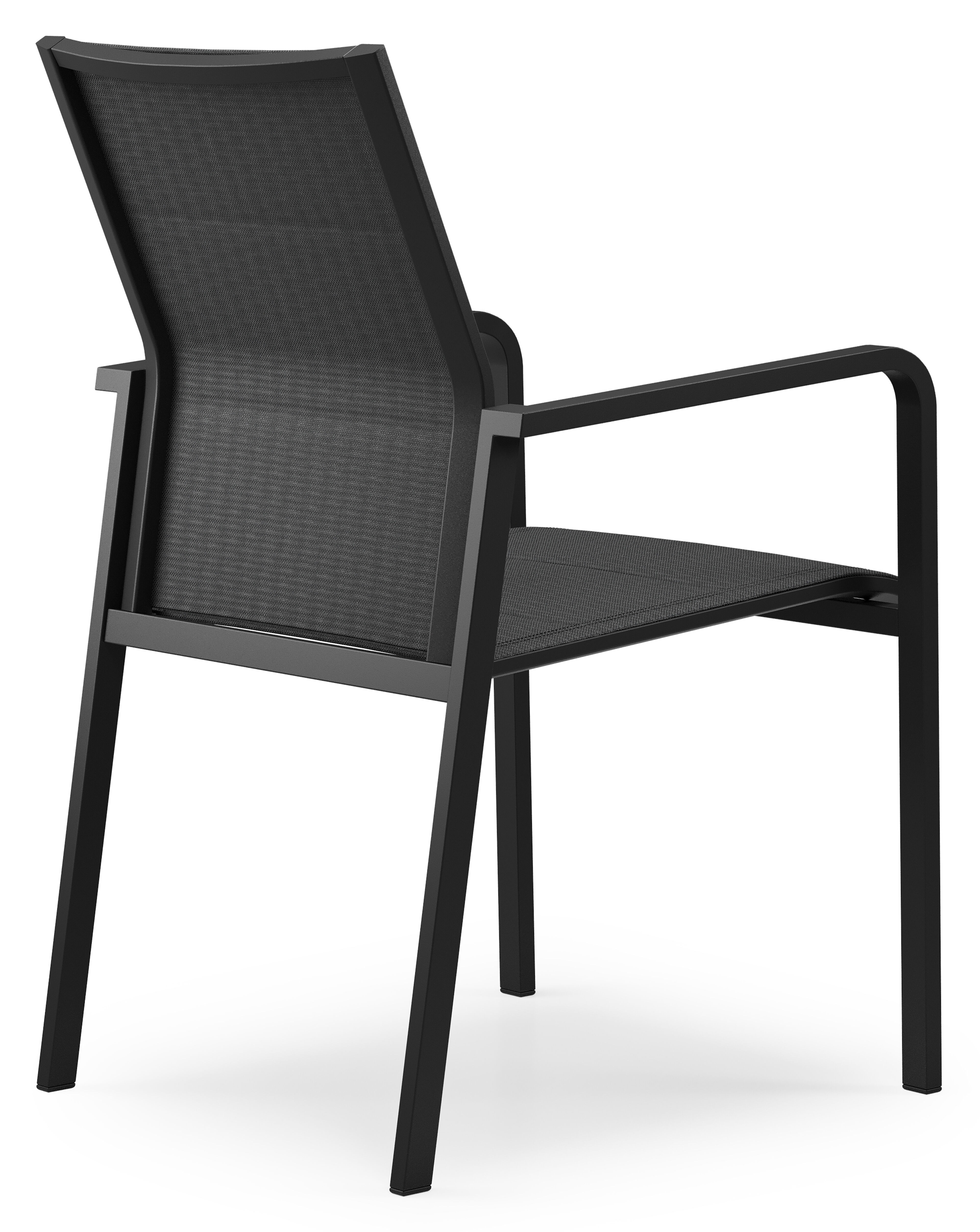 Como stapelbare tuinstoel in zwart aluminium en zwart comfort textilene